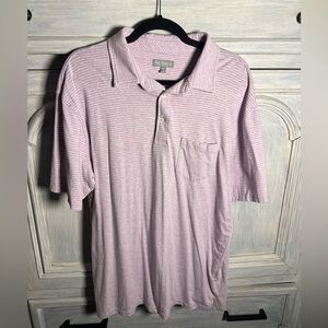 Fish Hippie Co. Heather Lilac White Stripe Stretch Pocket Polo‎ Shirt